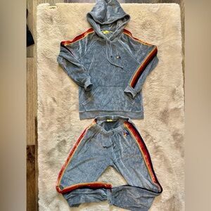 Aviator Nation XS top and bottom grey classic velvet set
